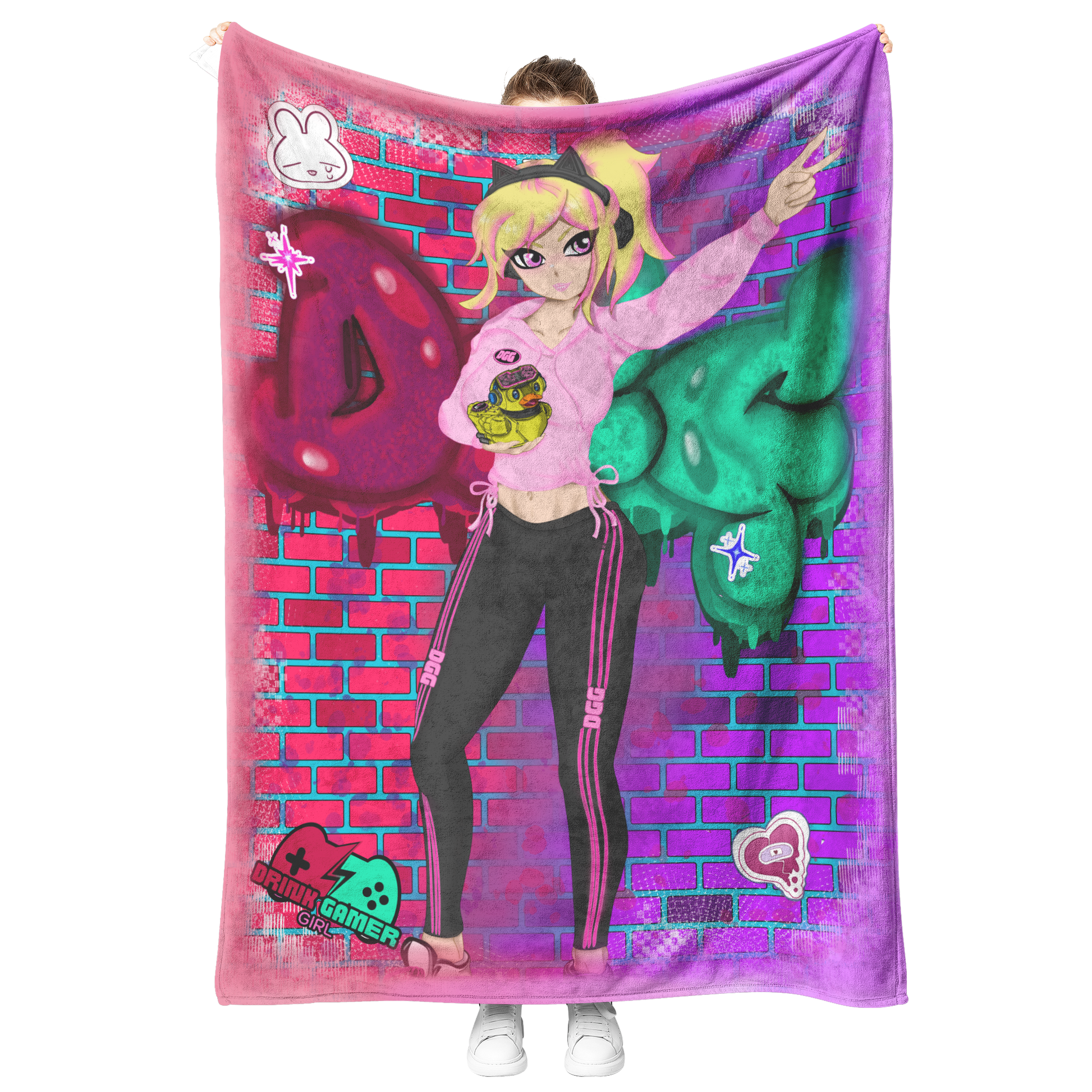 DGG_Mascot_Graffiti_Blanket_V_Blanket_Model_Mockup.png