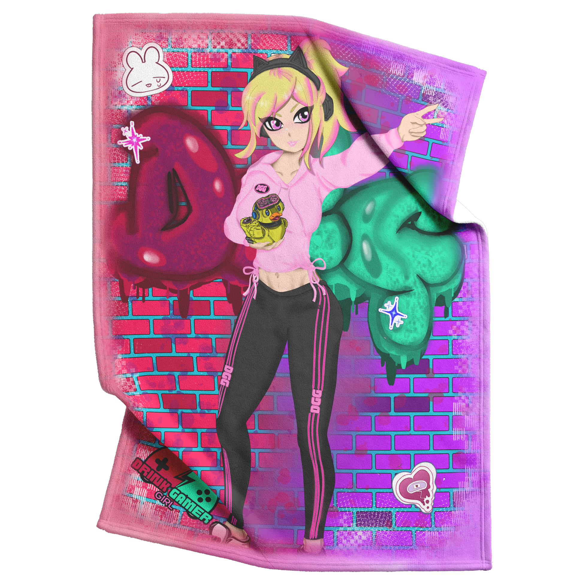 DGG_Mascot_Graffiti_Blanket_V_Blanket_Top_Bottom_Folds_Mockup.png