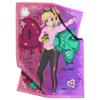 DGG_Mascot_Graffiti_Blanket_V_Blanket_Top_Bottom_Folds_Mockup.png